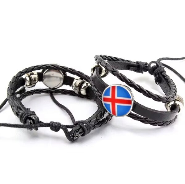 Bracelet en cuir avec drapeau