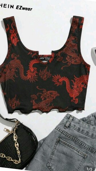 Top court droit au motif dragon