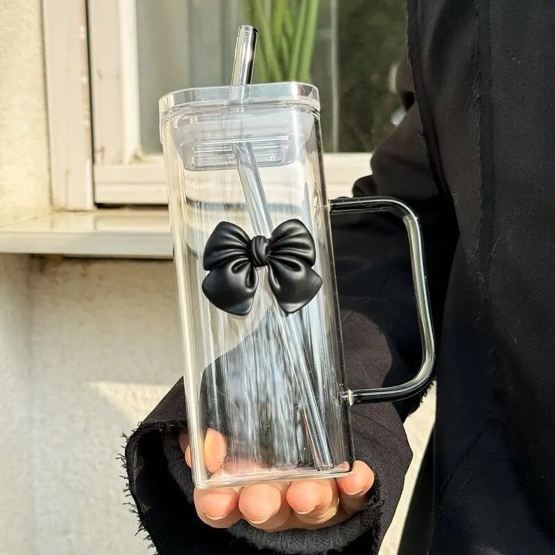 Tumbler with Straw and Pink Bow