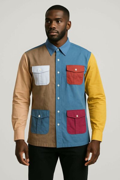 Chemise à poches colorées