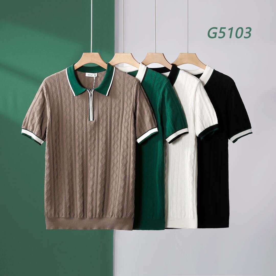 Polo en maille rayée homme