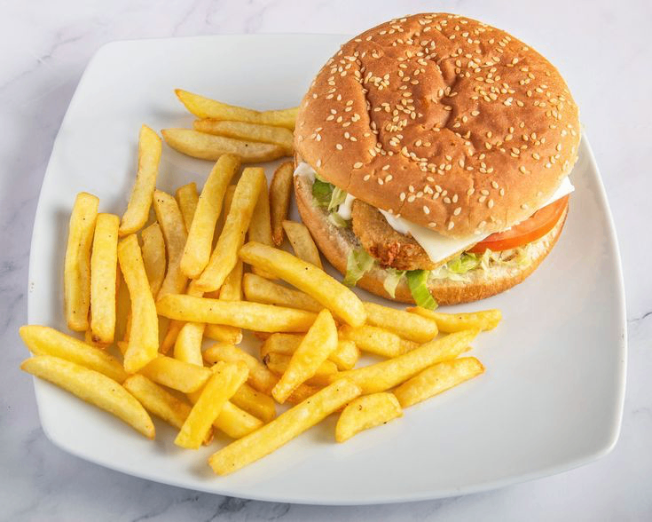 Burger au Poulet avec Frites
