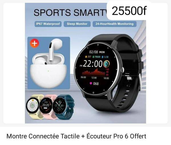 Montre connectée, écouteur bluetooth
