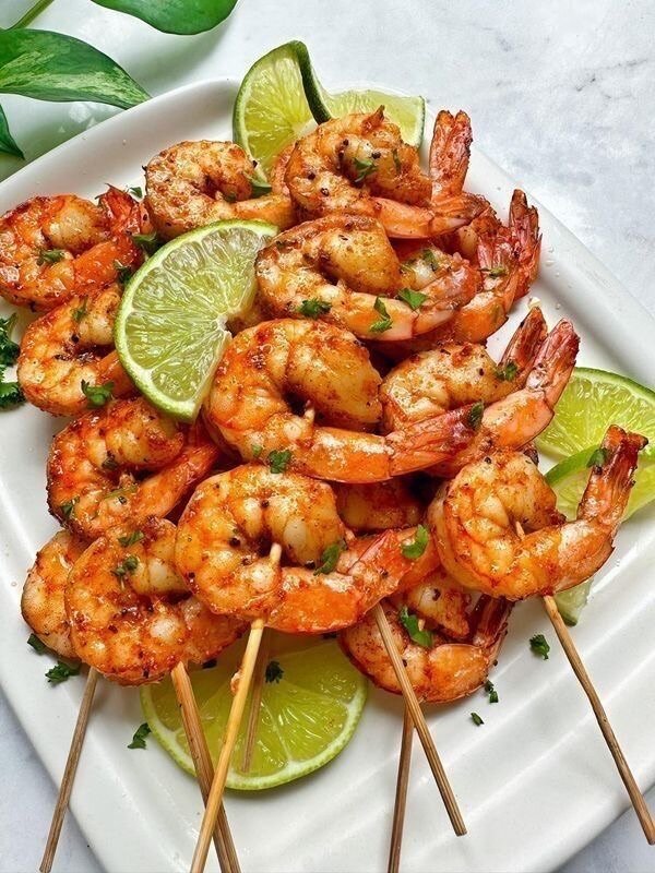 Frites de Patate Douce & Crevettes Grillées