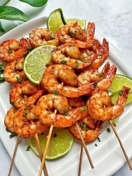 Frites de Patate Douce & Crevettes Grillées