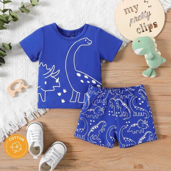 Ensemble bébé dinosaures coton