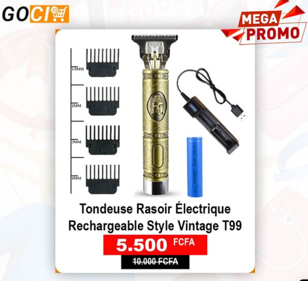 Tondeuse Rasoir Électrique Rechargeable Style Vintage T99