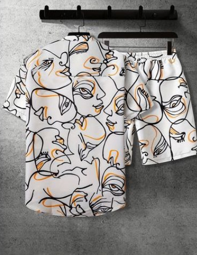 Ensemble Chemise et Short Imprimé Abstrait Homme