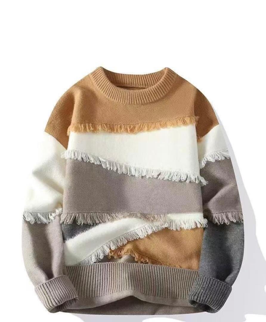 Pull en laine à franges homme