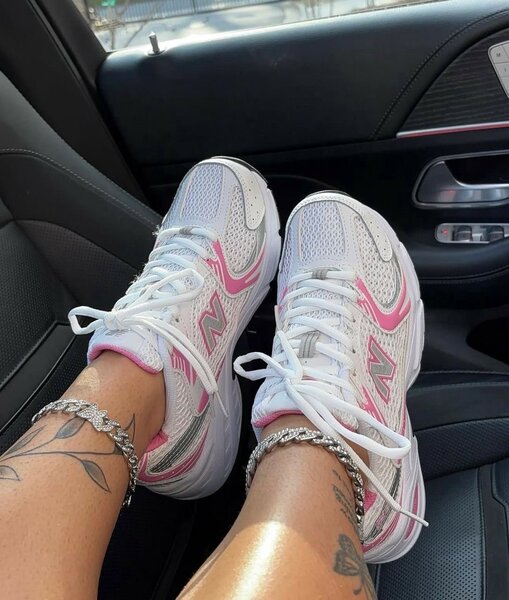 Sneakers femme blanc rose