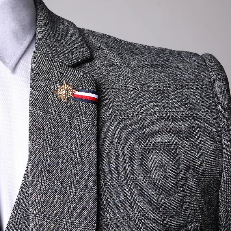 Brand Fashion Men 's Slim Fit Business Suit Men Fashion 3 Pi