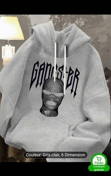 Sweat à Capuche Imprimé Tendance