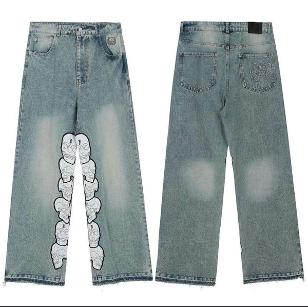 Jeans décontractés brodés tendance