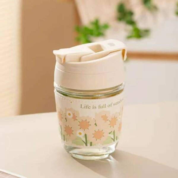 Gourde à fleurs en verre