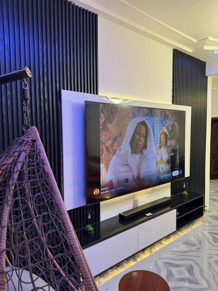 Tv unit with panels
