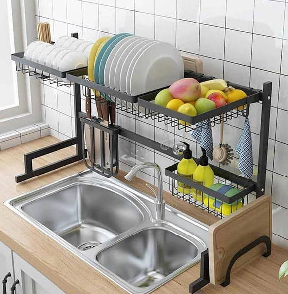 Étagère lavabo 2 éviers à vaisselle