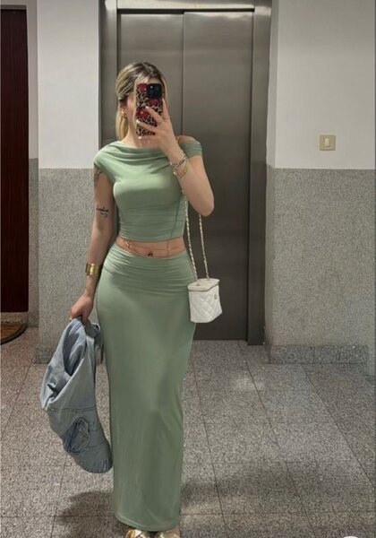 Robe longue élégante verte