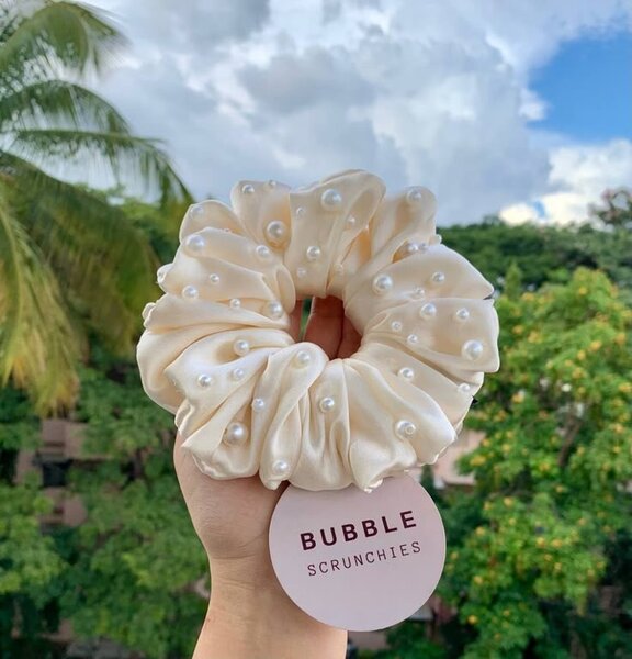 Satin scrunchies and pearls satin scrunchies