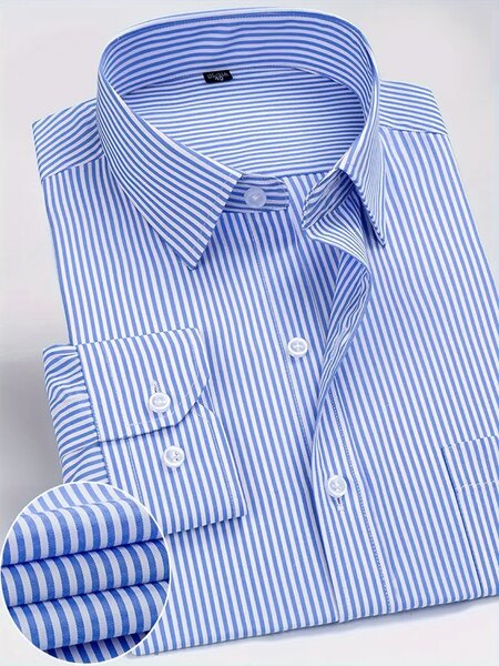Chemise à bande bleu