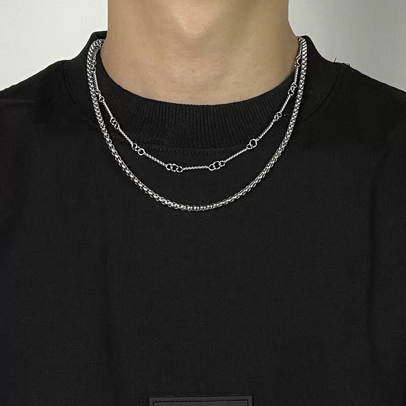 Collier double chaîne argent