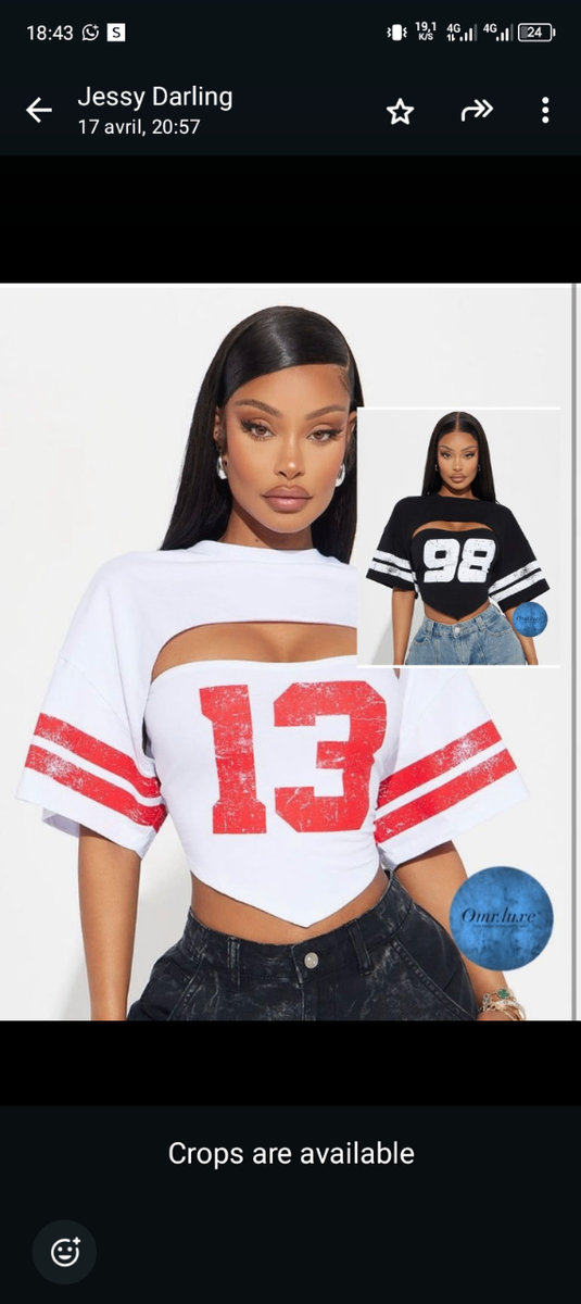 Crop top femme à manches courtes