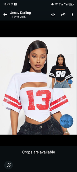 Crop top femme à manches courtes