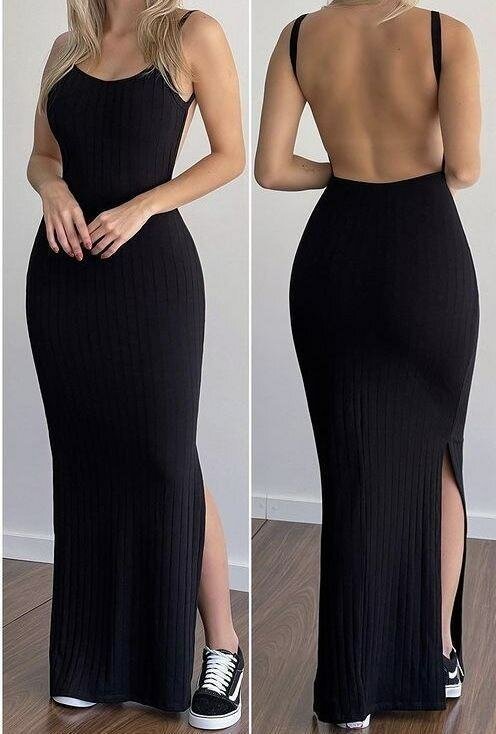Robe Longue Noire Dos Nu