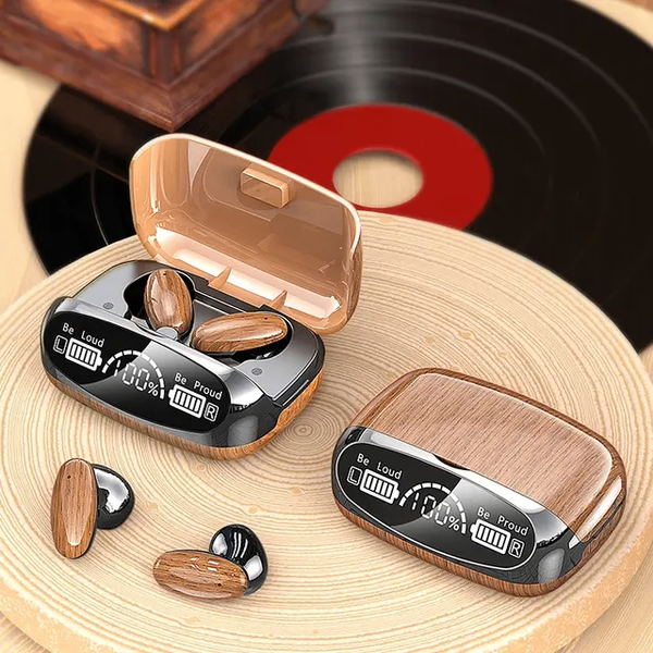 Écouteur Bluetooth en grain de bois