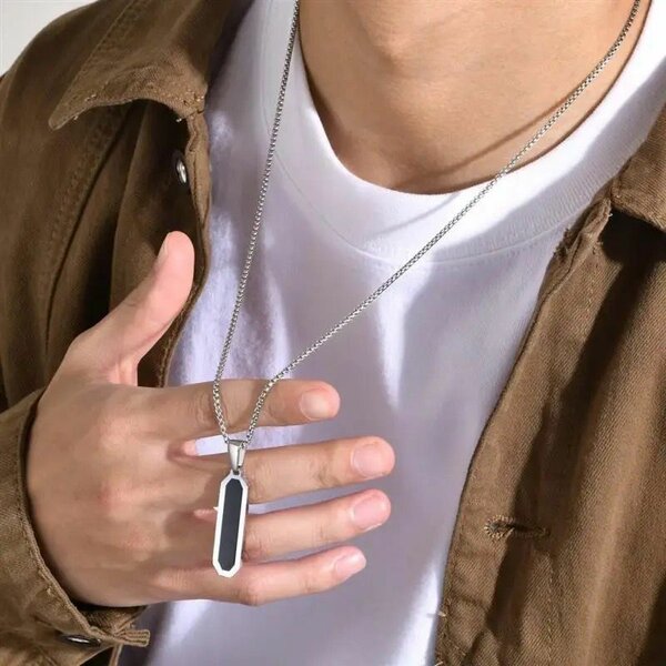 Onyx totem silver shaped custom pendant necklace