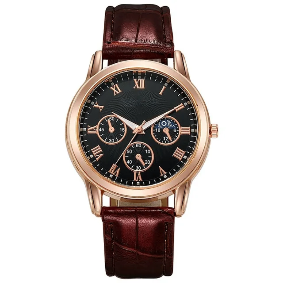 Montre élégante homme cuir