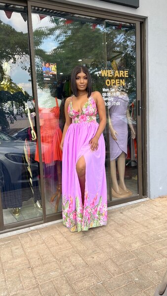 Purple floral cut out maxi dress