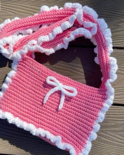 Sac à main crochet rose