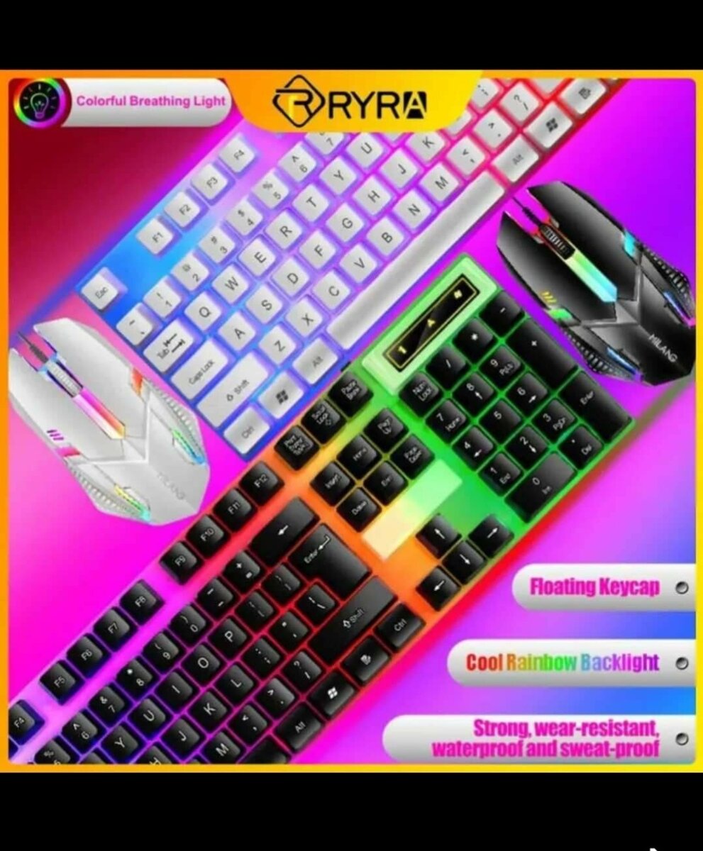 Clavier et souris RYRA multicolores