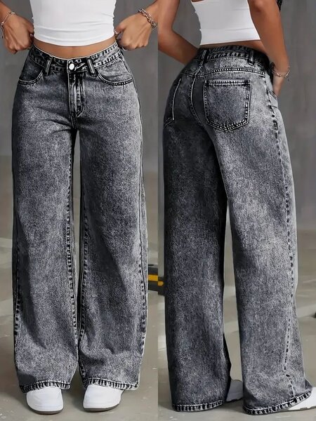 Jean large taille haute femme