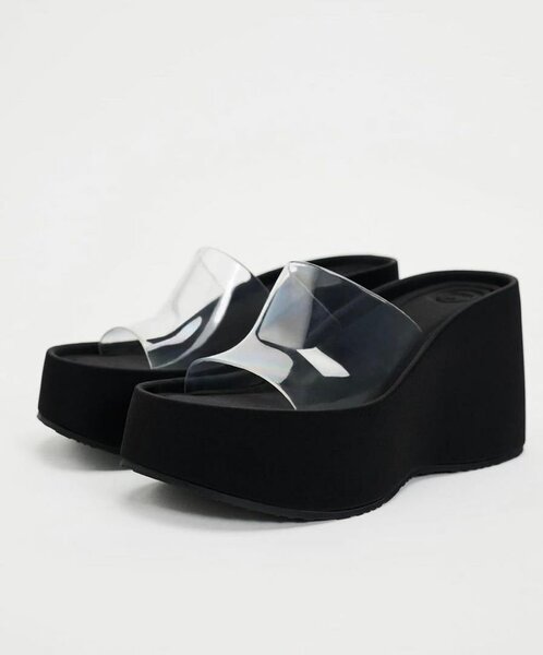 Sandales compensées à talons transparents