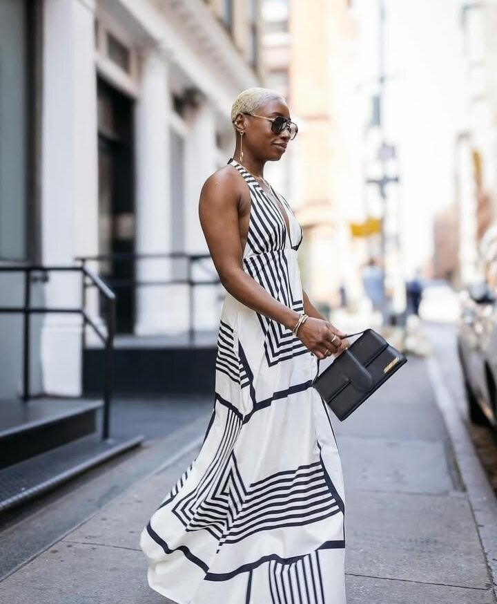 Long cut back dress