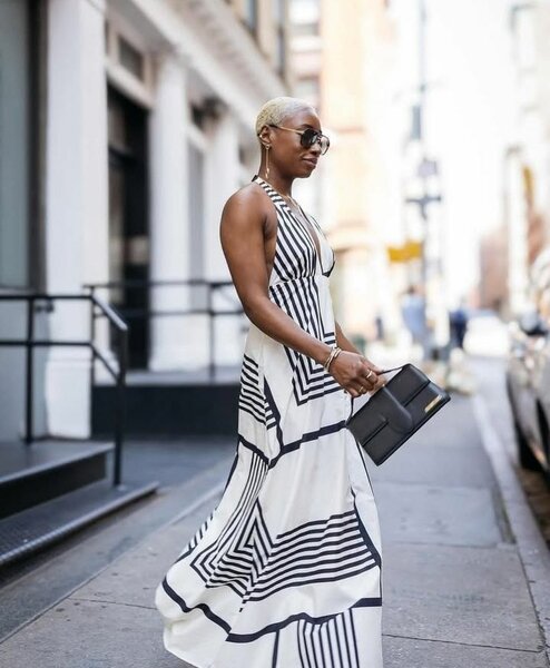 Long cut back dress