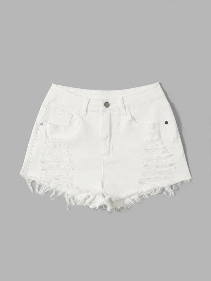 Shorts en jean blanc déchirés