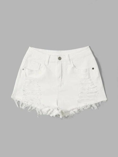 Shorts en jean blanc déchirés