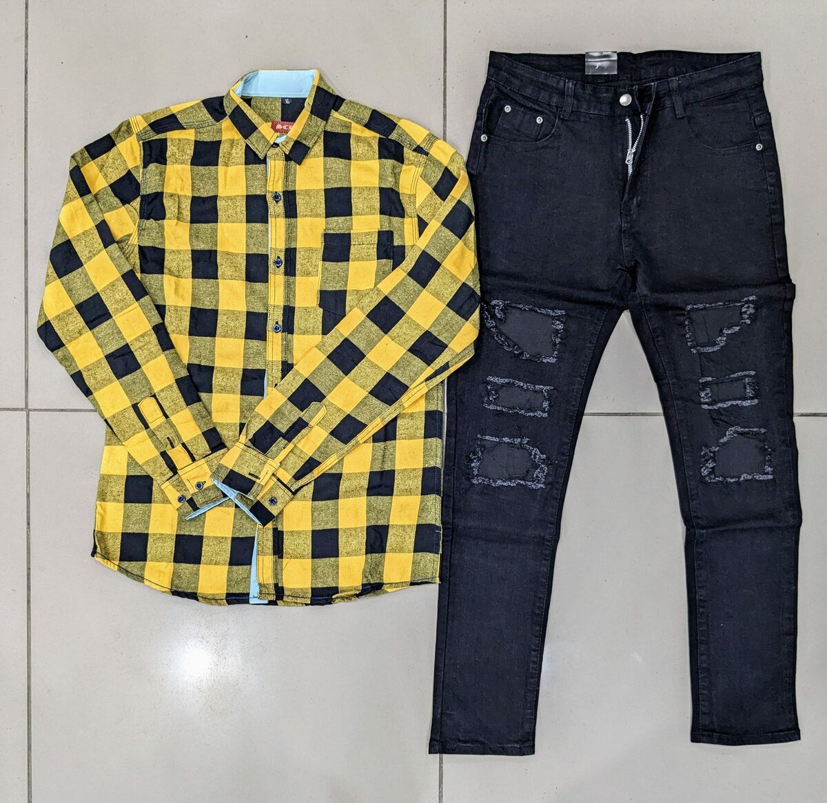 Checked shirt+Jean