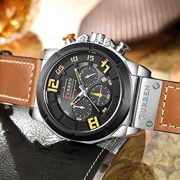 Montre CURREN chronographe à quartz, bracelet cuir