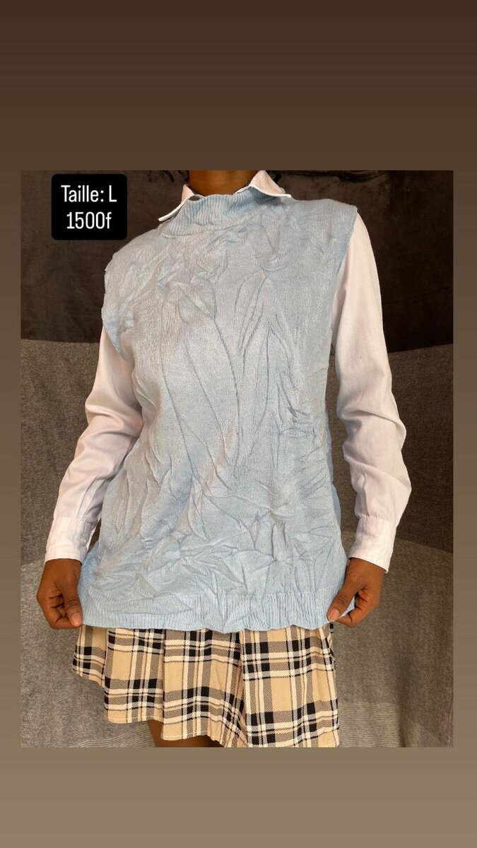 Pull sans manches bleu femme