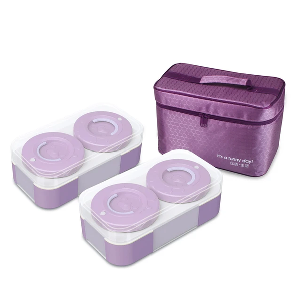 4 Round Lunch Bowls with Bag