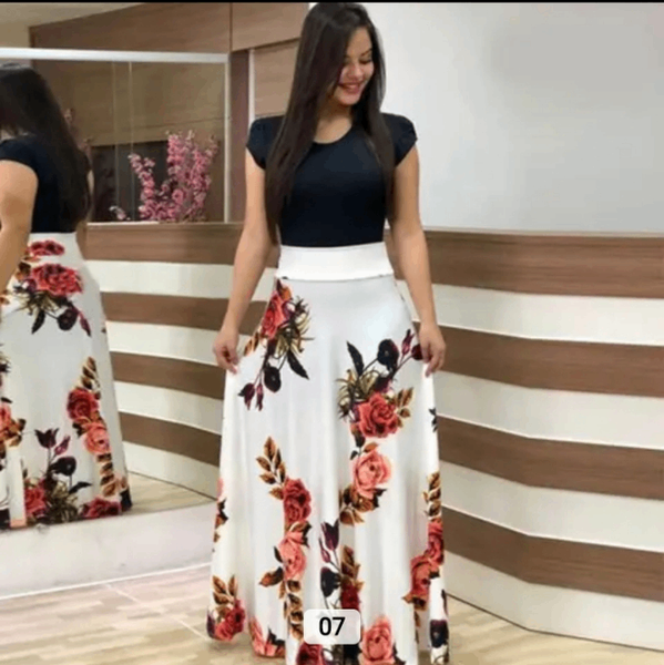 ROBE LONGUE D'ÉTÉ IMPRIMÉE FLORAL, DÉCONTRACTÉ