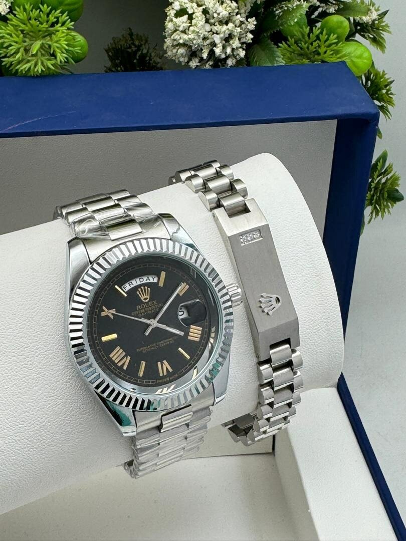 Rolex chain watch and bracelet set