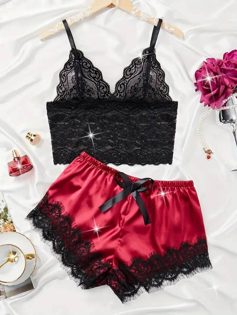 Ensemble Nuit Dentelle Satin Femme