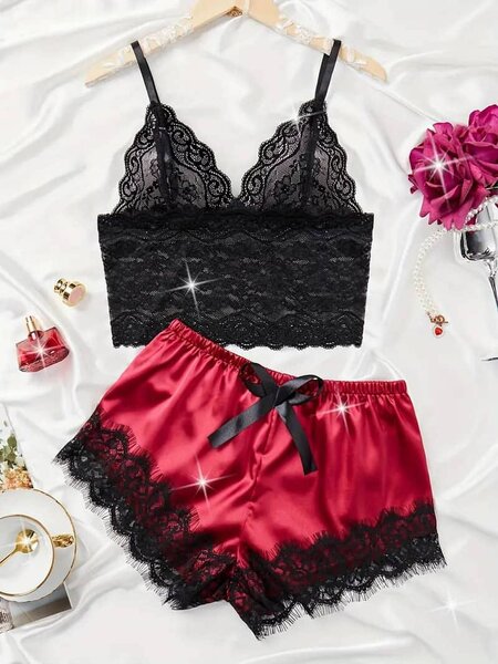 Ensemble Nuit Dentelle Satin Femme