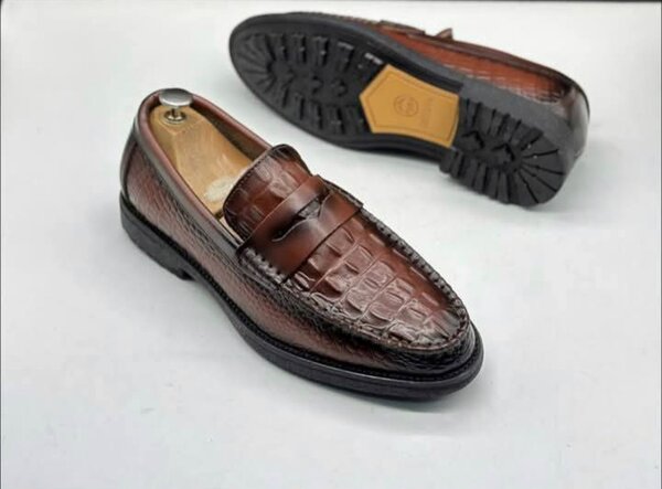 Mocassins en cuir crocodile
