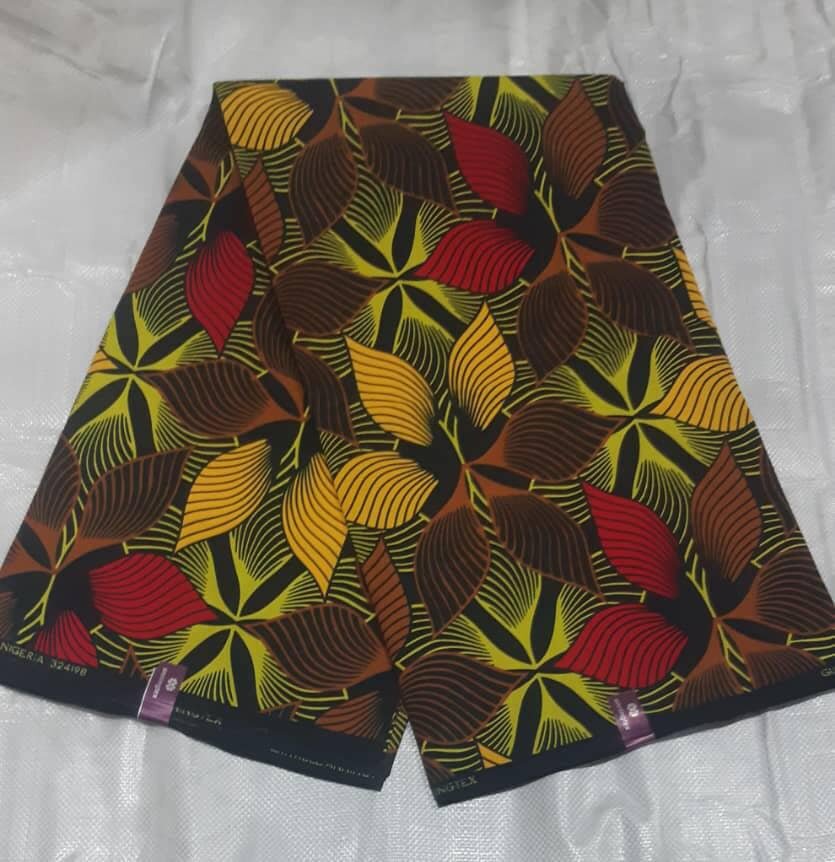 Original Cotton Wax Chitenge Fabric with 6 Yard Print