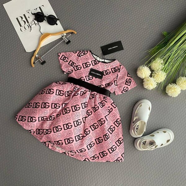 Robe rose motif D&G fille